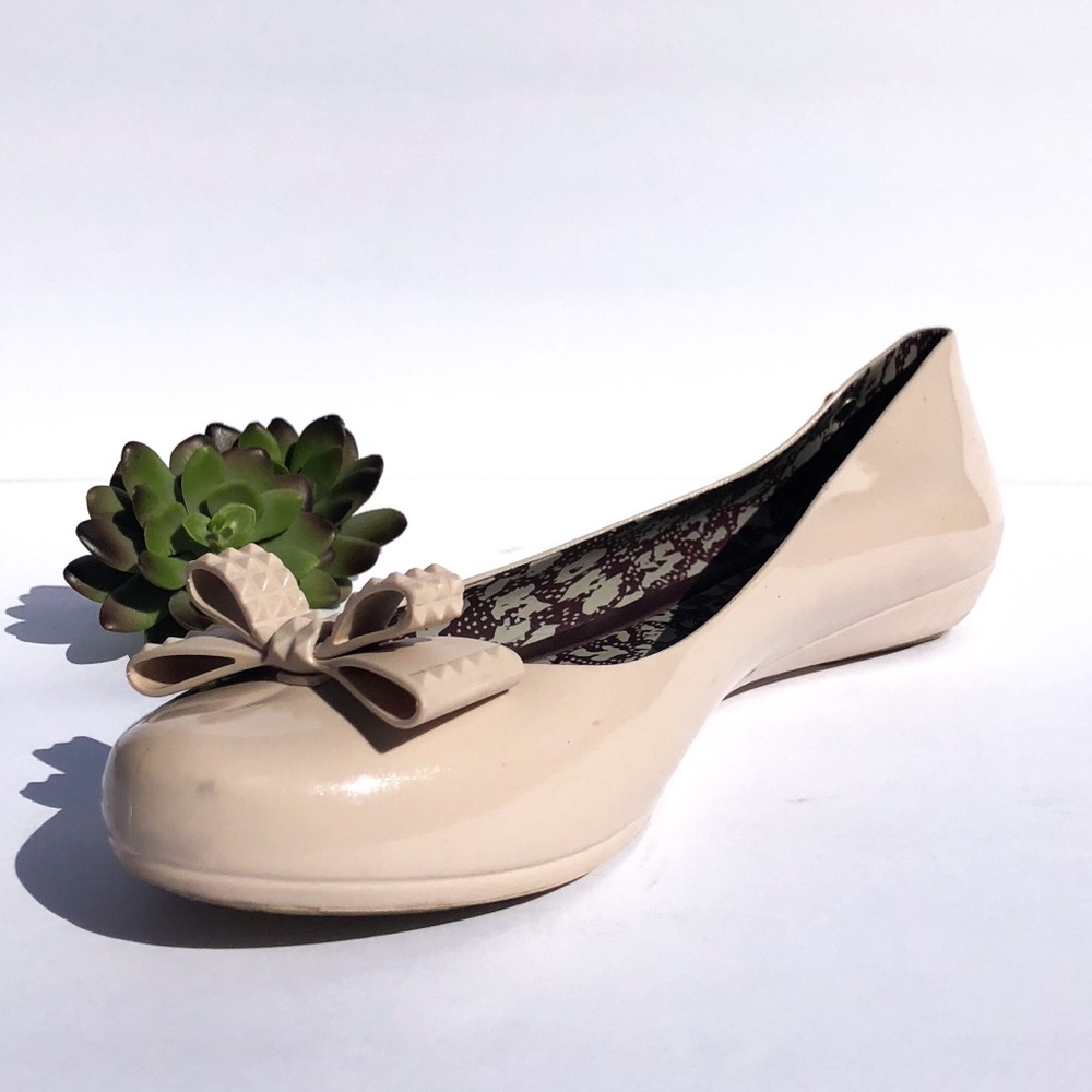 👠MELISSAnude patent bow flat